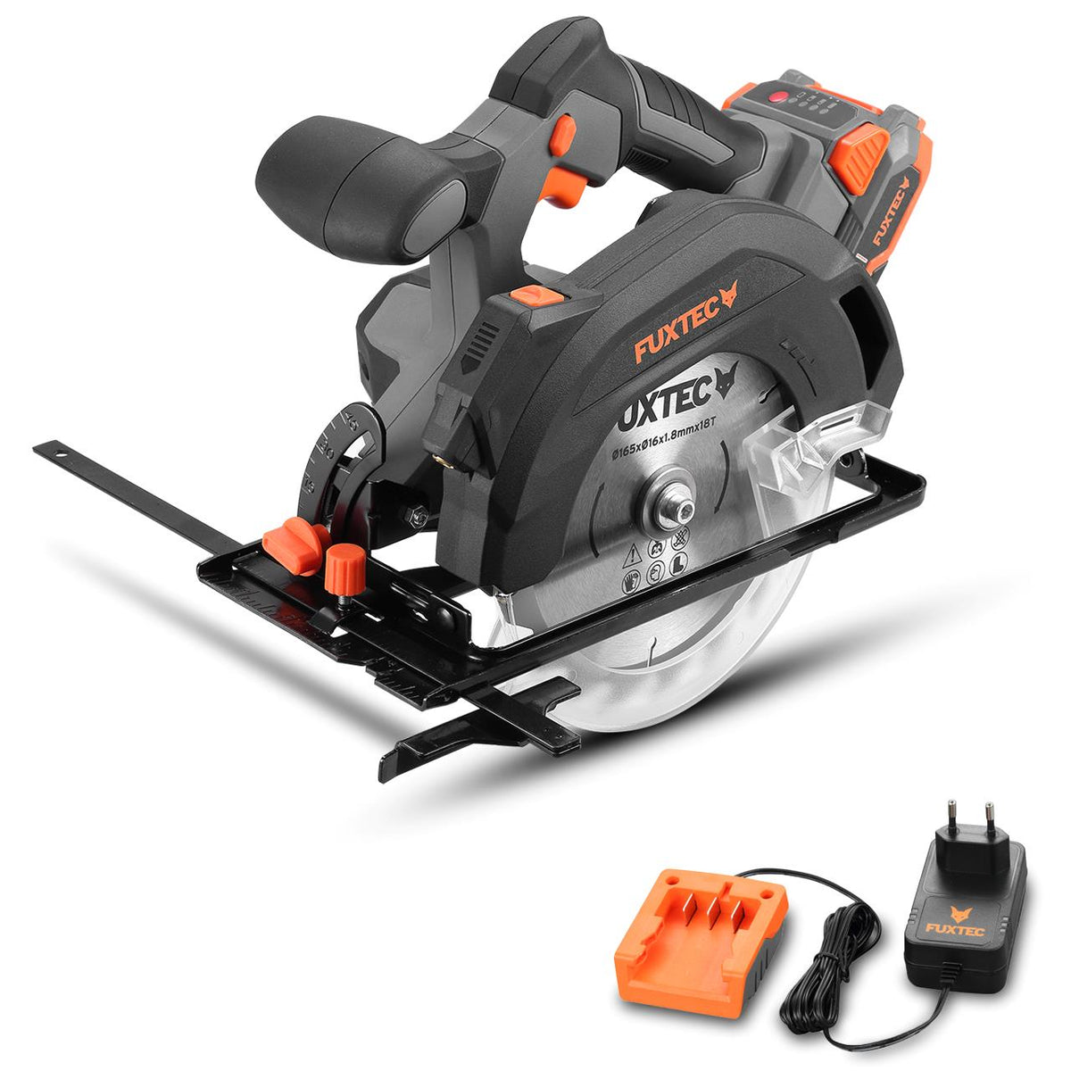 Scie circulaire portative batterie FUXTEC 20V FX-E1CS20 set avec batterie 4Ah et chargeur 1A