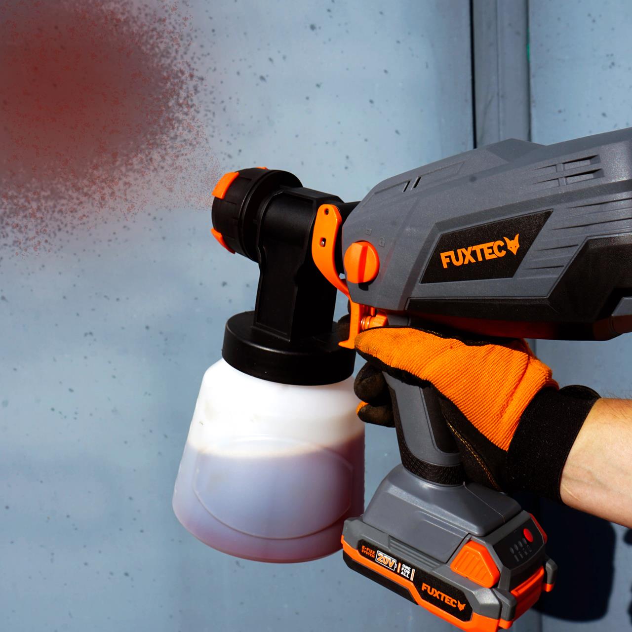 Pulvérisateur de peinture batterie 20V FUXTEC FX-E1CSP20 - Set avec batterie 4Ah et chargeur 1A