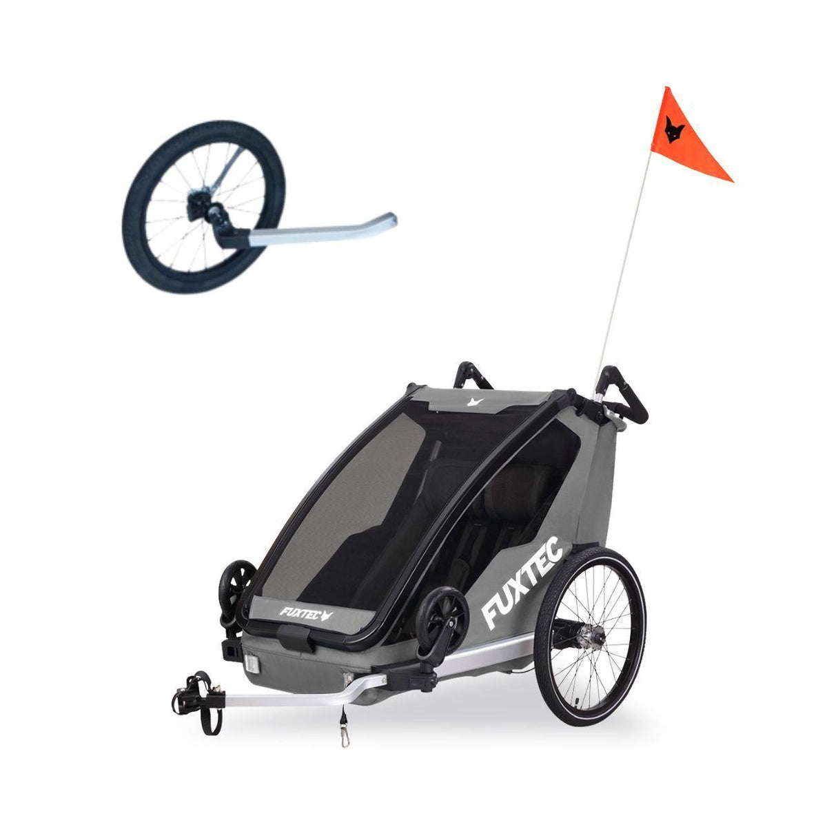 Remorque à vélo Sport Cruiser gris avec roue avant Jogger incluse
