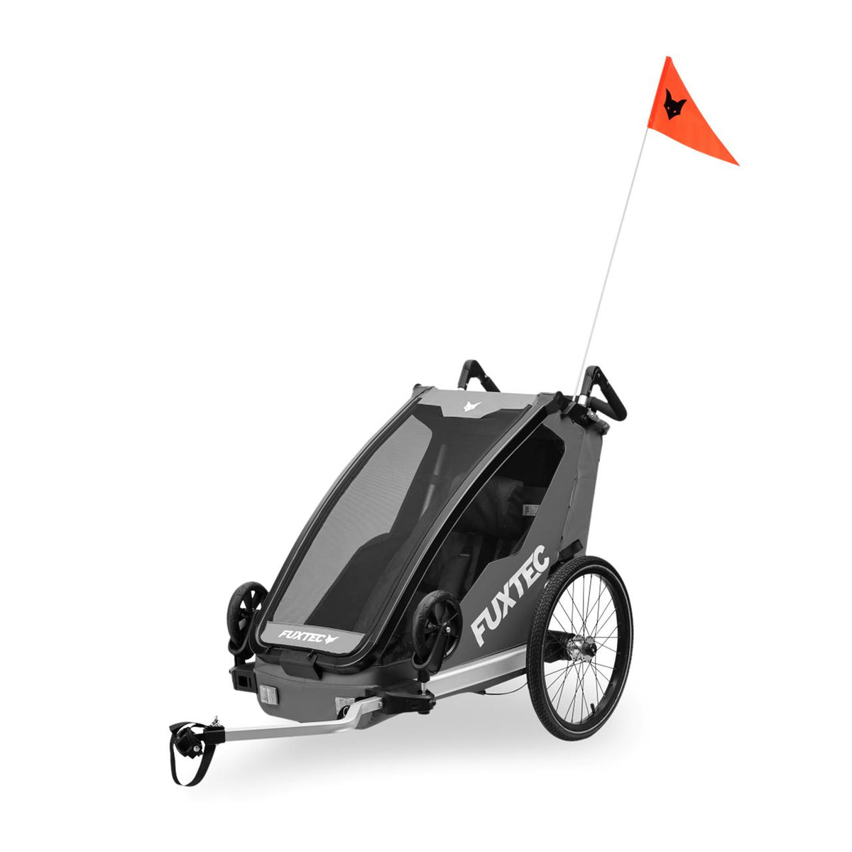 FUXTEC Remorque pour vélo FX-FA1S grise avec roue jogging