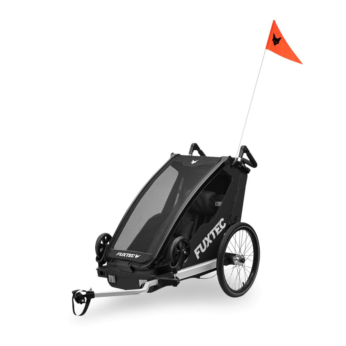 FUXTEC Remorque pour vélo FX-FA1S noir avec roue jogger