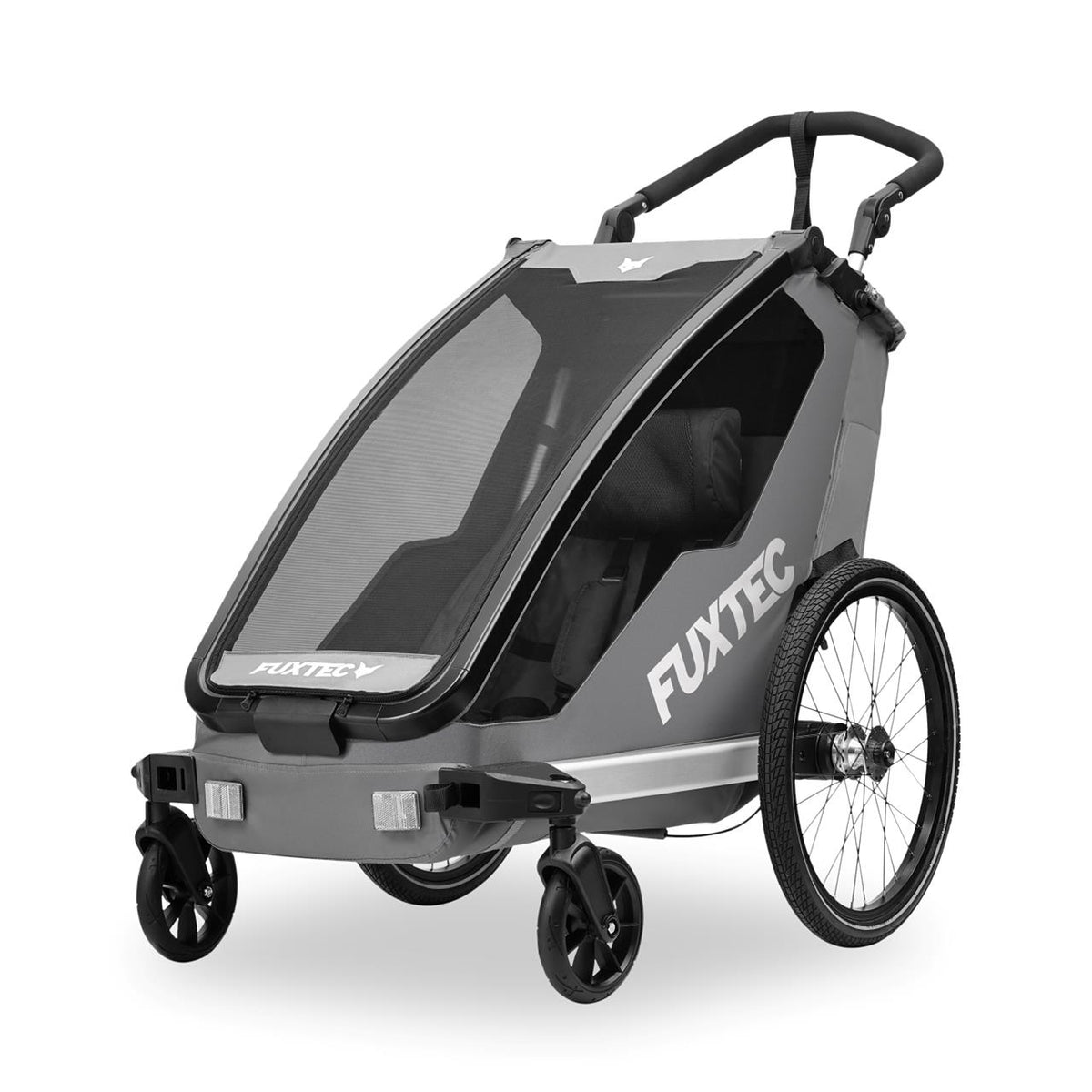 FUXTEC Remorque pour vélo FX-FA1S grise avec roue jogging