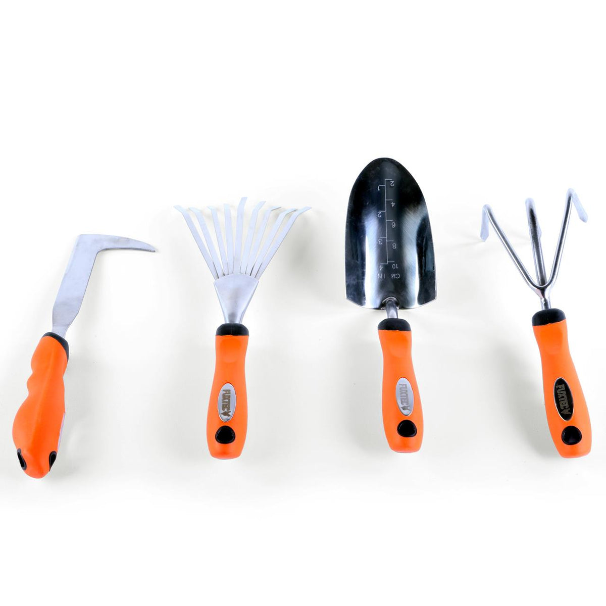 Set de 4 outils de jardin à main premium - grattoir joint, griffe 3 dents, râteau et pelle à main
